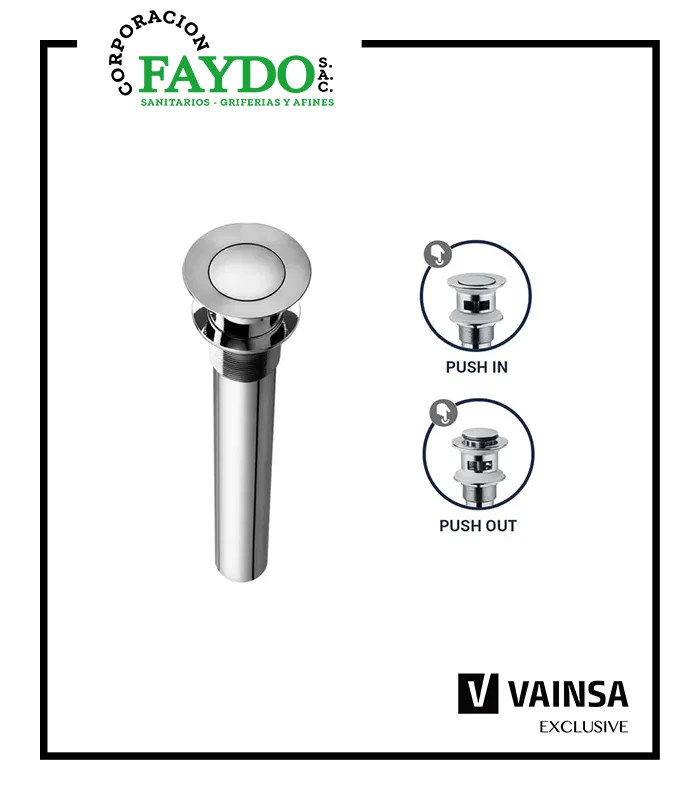Desague Para Lavatorio Tipo Push Con Rebose Vainsa