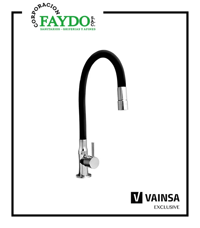 Llave Para Lavadero Al Mueble Pico Flexible Negro Bali Vainsa