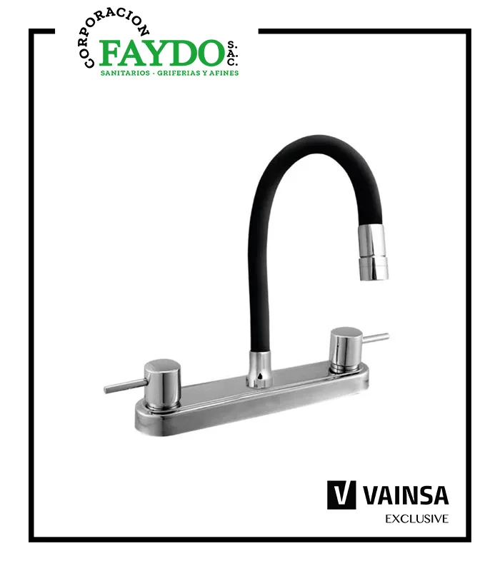 Mezcladora Al Mueble Pico Flexible Negro Bali Vainsa