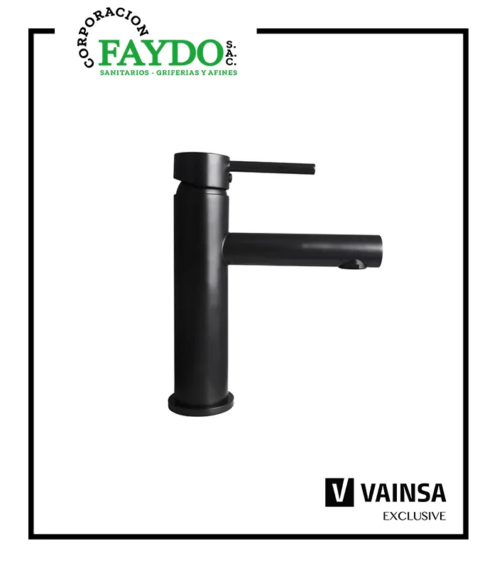 Mezcladora Monocomando Para Lavatorio Baja Lever Black Vainsa