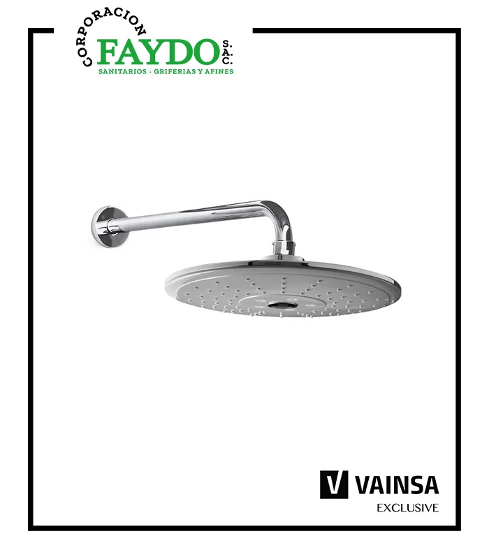 Salida De Ducha Minimalista Con Boton 24.5X24.5Cm Brazo 40Cm Vainsa