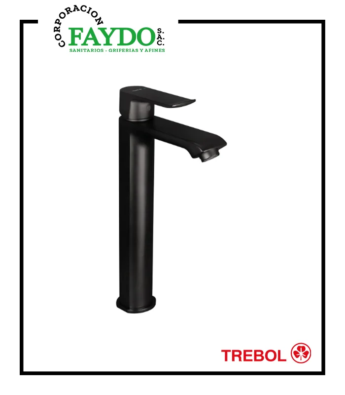 Mezcladora Lavatorio Monocomando Pico Alto Cambria Noir Trebol