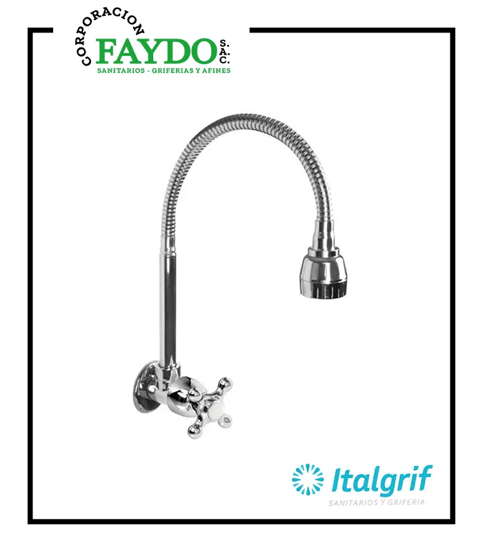 Llave Para Lavadero A La Pared Con Pico Flexible Acapulco Italgrif