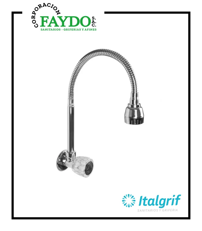 Llave Lavadero A La Pared Con Pico Flexible Galapagos Italgrif