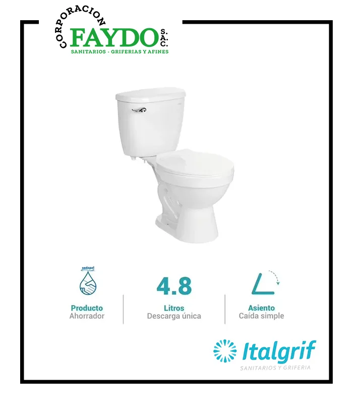 Inodoro Dos Piezas Punta Sal Italgrif